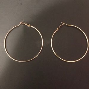 XL size circular circle rose gold color earrings